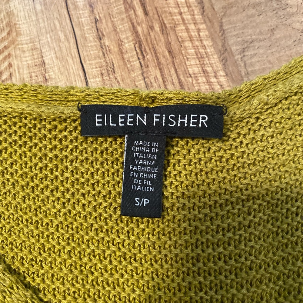 Eileen Fisher Knit Tunic Organic Cotton/Linen Top Olive Green Women Small NWOT - Picture 3 of 11